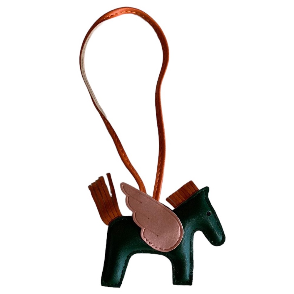 New pu leather flying horse lucky charm bag wristlet handmade keychain designer